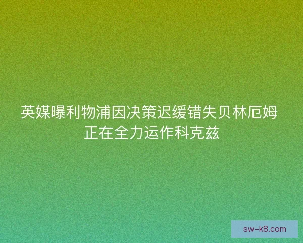 英媒曝利物浦因决策迟缓错失贝林厄姆 正在全力运作科克兹 英媒曝利物浦因决策迟缓错失贝林厄姆 正在全力运作科克兹